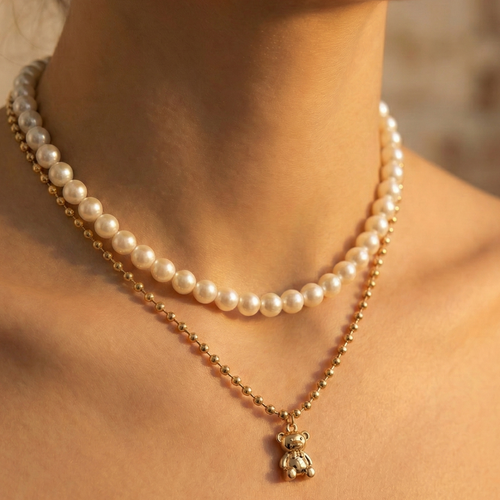 Gold Teddy & Pearls